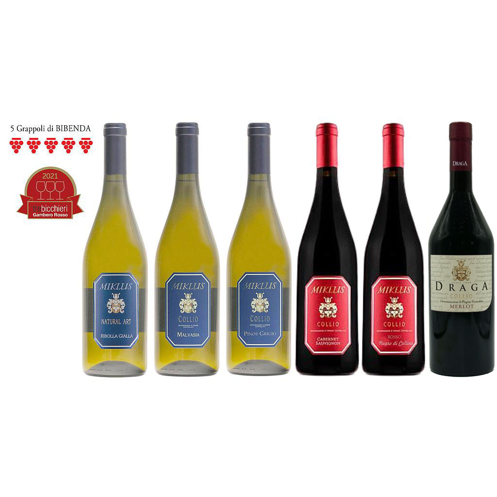 Collectible wines with wooden box, 6 x 750 ml